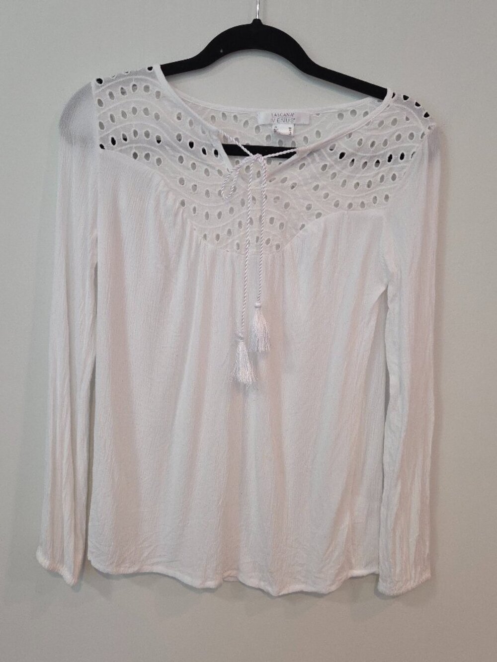 Venus White Boho Eyelet Long sleeve Blouse XS
